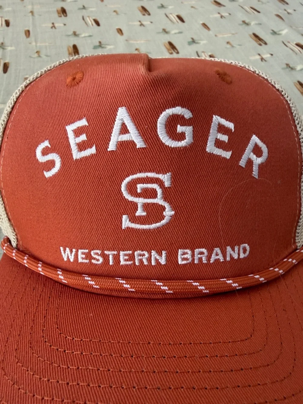 Seager Western Brand Rust & Cream Mesh Trucker Hat